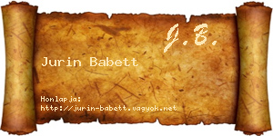 Jurin Babett névjegykártya